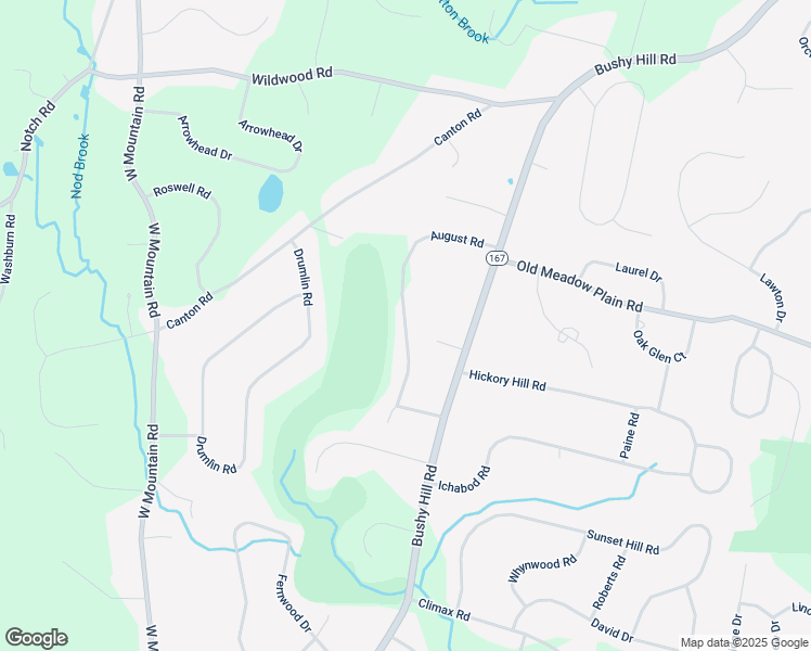 map of restaurants, bars, coffee shops, grocery stores, and more near 19 August Road in Simsbury