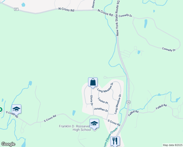 map of restaurants, bars, coffee shops, grocery stores, and more near 33 Gloria Drive in Dutchess County
