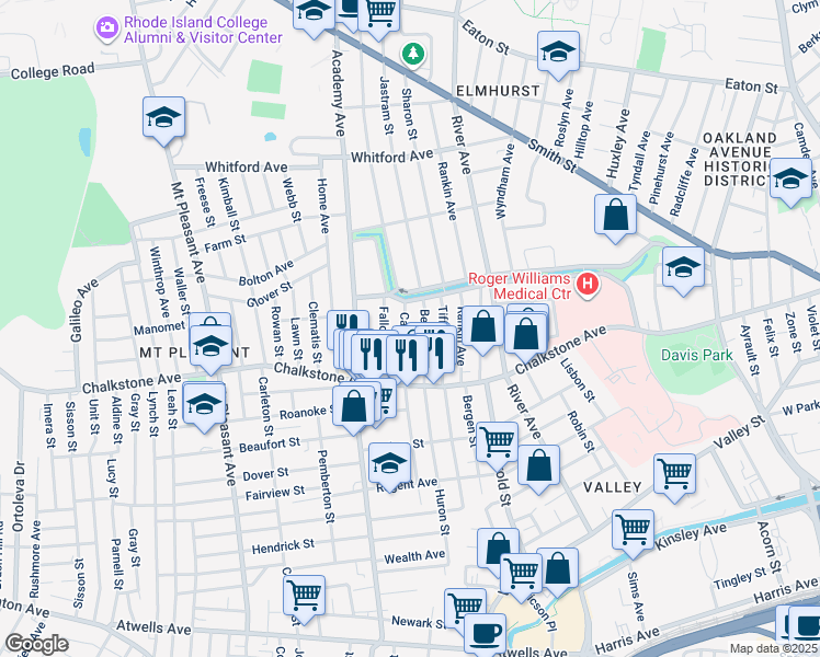 map of restaurants, bars, coffee shops, grocery stores, and more near 104 Berlin Street in Providence