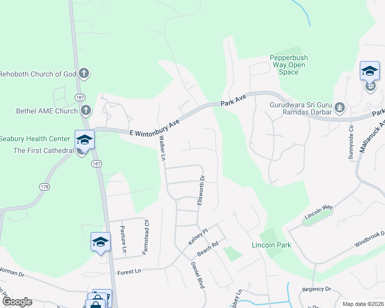 map of restaurants, bars, coffee shops, grocery stores, and more near 107 Ellsworth Drive in Bloomfield