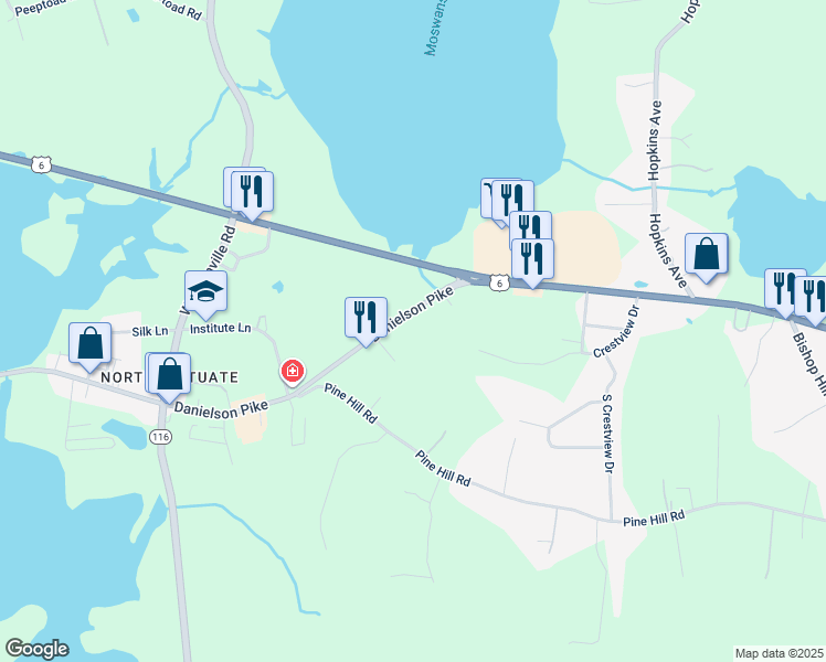 map of restaurants, bars, coffee shops, grocery stores, and more near 2 Testa Circle in Scituate