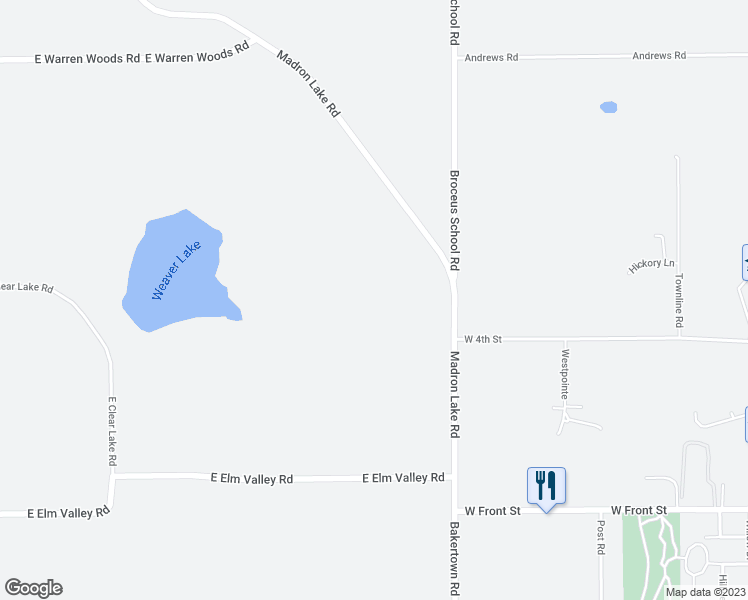 map of restaurants, bars, coffee shops, grocery stores, and more near 15728 Madron Lake Road in Buchanan