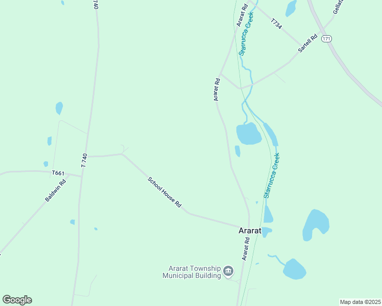 map of restaurants, bars, coffee shops, grocery stores, and more near 2365 Ararat Road in Thompson