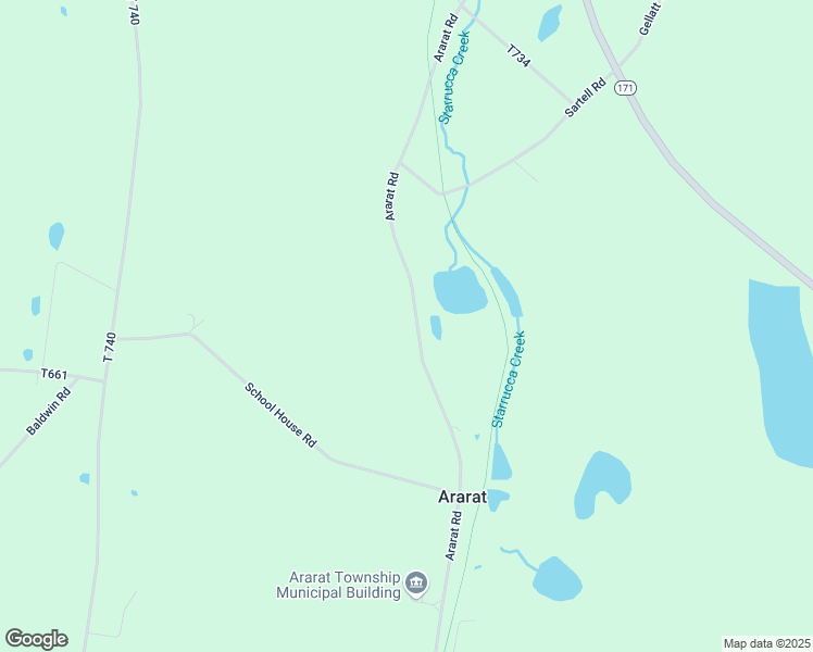 map of restaurants, bars, coffee shops, grocery stores, and more near 2365 Ararat Road in Thompson