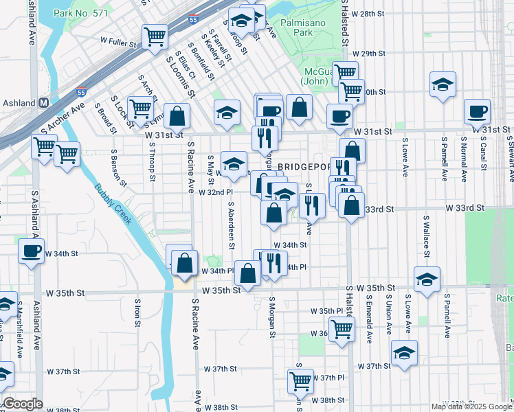 map of restaurants, bars, coffee shops, grocery stores, and more near in Chicago