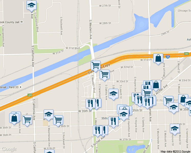 map of restaurants, bars, coffee shops, grocery stores, and more near in Chicago