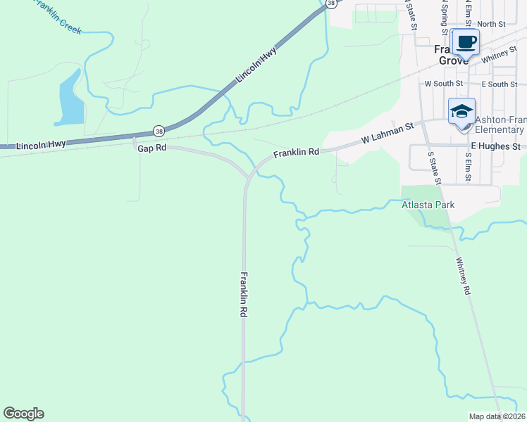 map of restaurants, bars, coffee shops, grocery stores, and more near 1741 Franklin Road in Franklin Grove