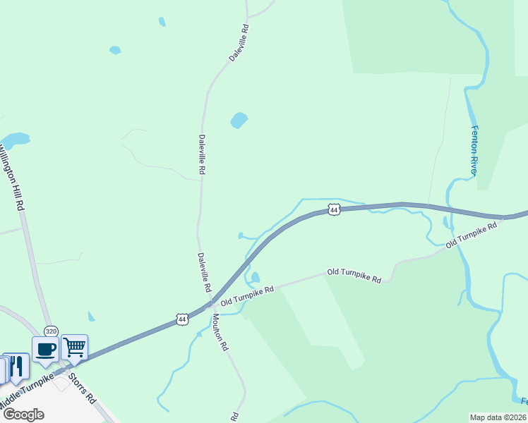 map of restaurants, bars, coffee shops, grocery stores, and more near 799 Middle Turnpike in Mansfield