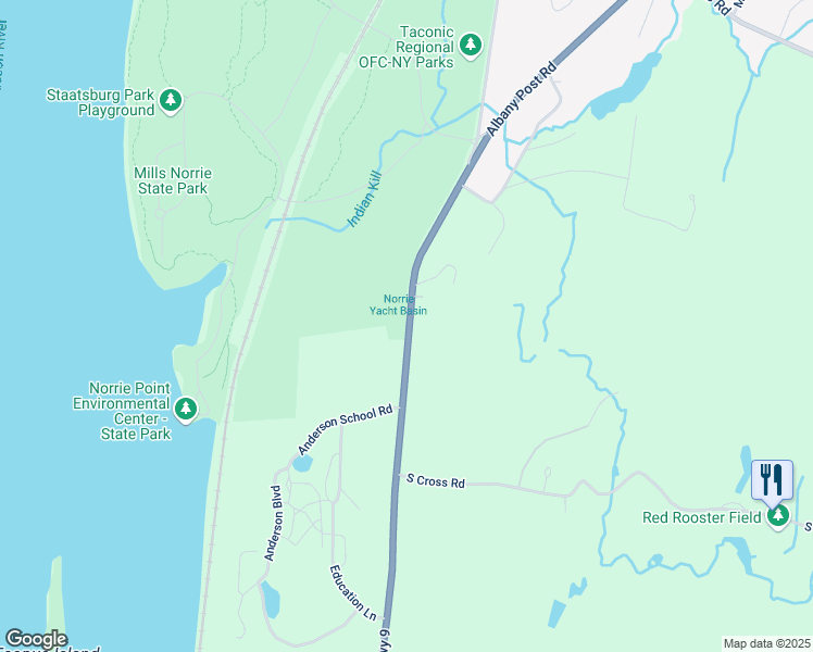 map of restaurants, bars, coffee shops, grocery stores, and more near 5005 Albany Post Road in Staatsburg