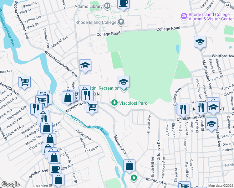 map of restaurants, bars, coffee shops, grocery stores, and more near 29 Case Lane in Providence