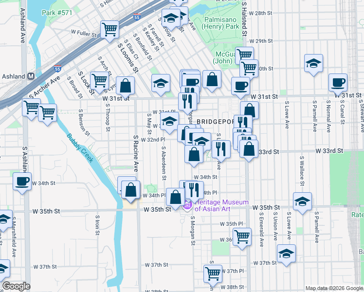 map of restaurants, bars, coffee shops, grocery stores, and more near in Chicago
