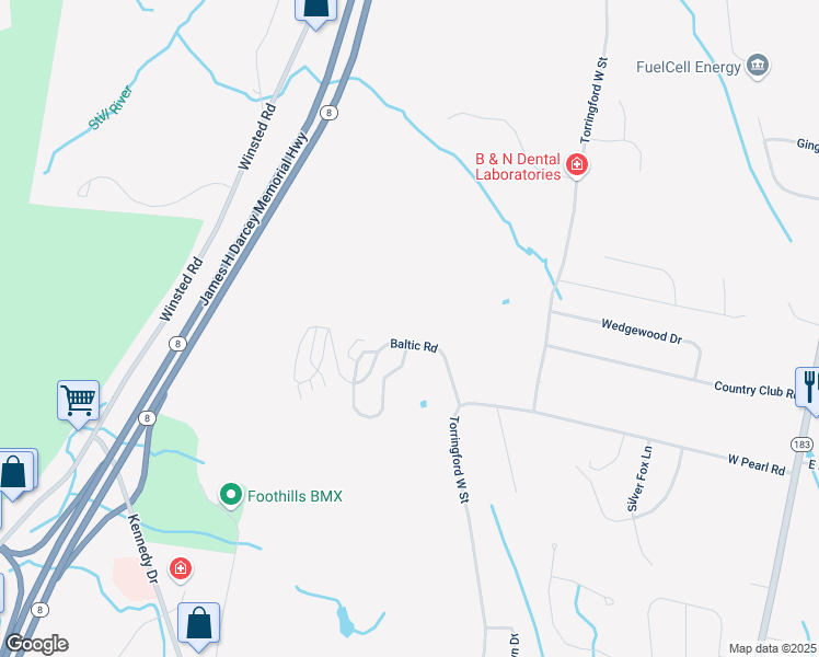map of restaurants, bars, coffee shops, grocery stores, and more near 15 Saint Andrews Close in Torrington