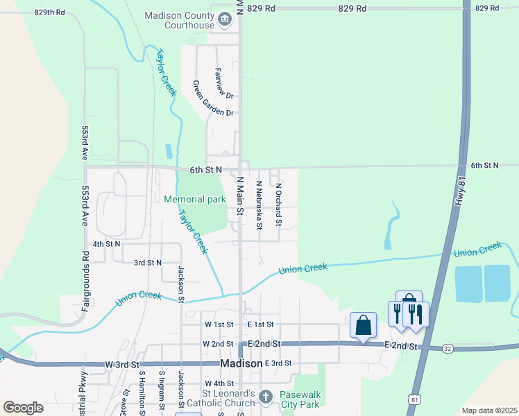 map of restaurants, bars, coffee shops, grocery stores, and more near 201 5th Street North in Madison