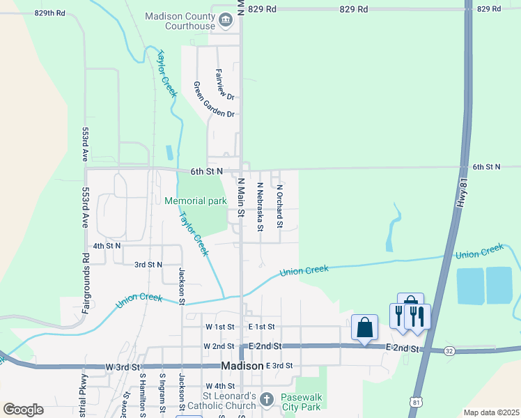 map of restaurants, bars, coffee shops, grocery stores, and more near 500 North Nebraska Street in Madison