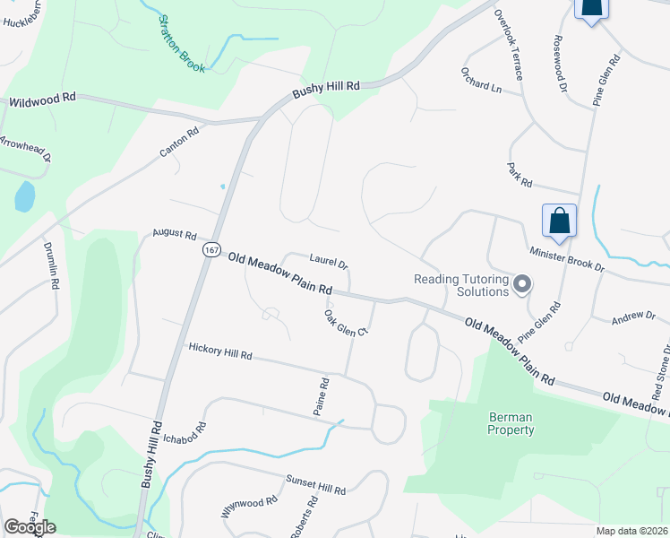 map of restaurants, bars, coffee shops, grocery stores, and more near 17 Laurel Drive in Simsbury