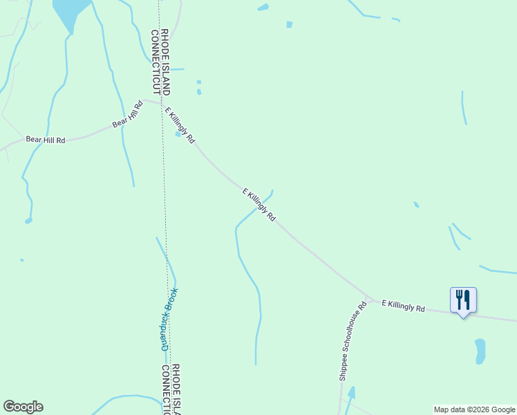 map of restaurants, bars, coffee shops, grocery stores, and more near 130 East Killingly Road in Foster