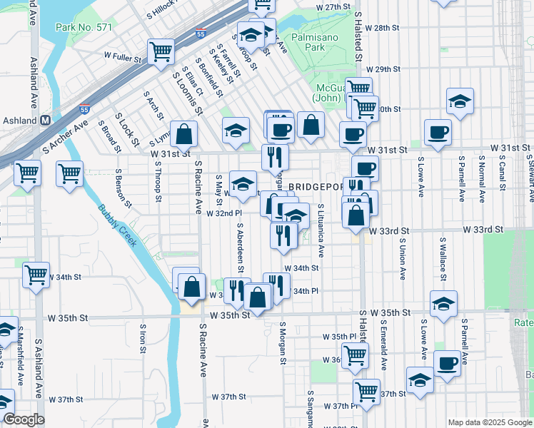 map of restaurants, bars, coffee shops, grocery stores, and more near in Chicago