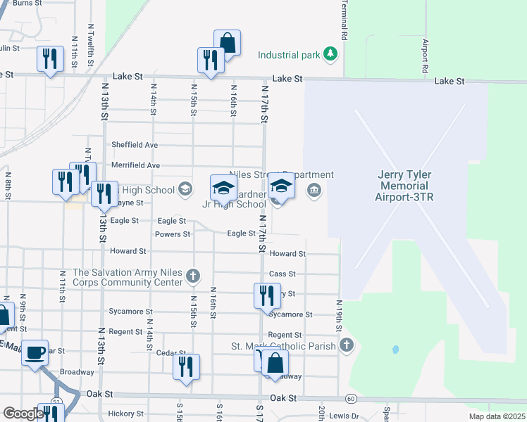 map of restaurants, bars, coffee shops, grocery stores, and more near 801 North 17th Street in Niles