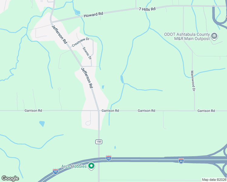 map of restaurants, bars, coffee shops, grocery stores, and more near 819 Garrison Road in Ashtabula
