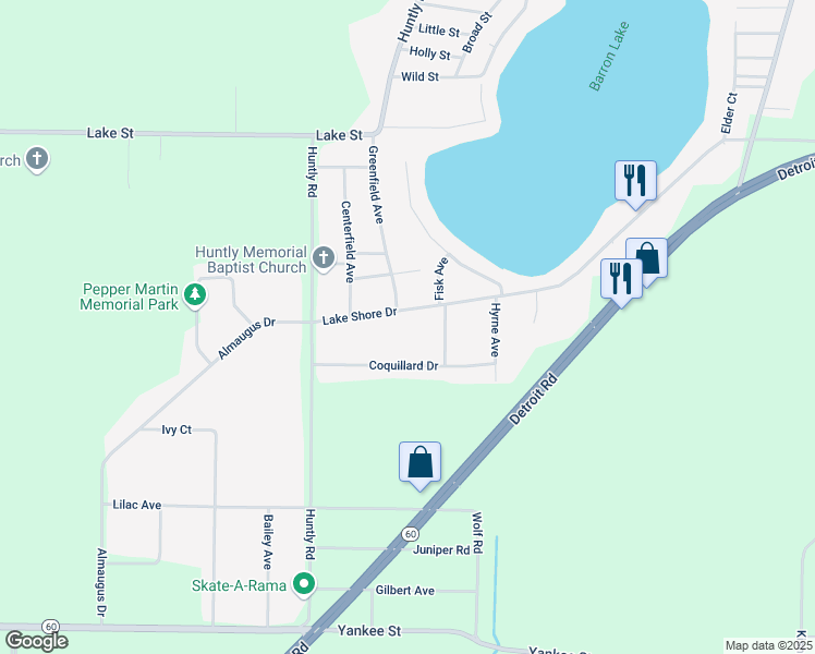 map of restaurants, bars, coffee shops, grocery stores, and more near 2538 Lakeshore Drive in Niles