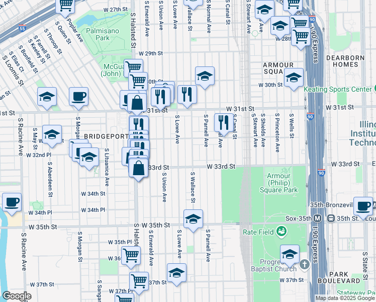 map of restaurants, bars, coffee shops, grocery stores, and more near in Chicago