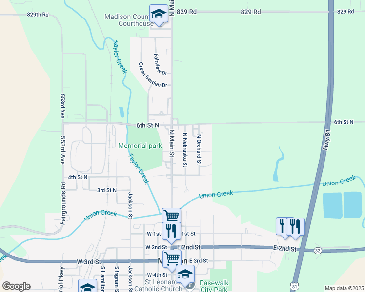 map of restaurants, bars, coffee shops, grocery stores, and more near 201-209 5th Street North in Madison