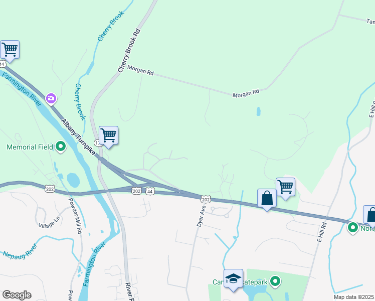 map of restaurants, bars, coffee shops, grocery stores, and more near 132 Winterbourne Lane in Canton