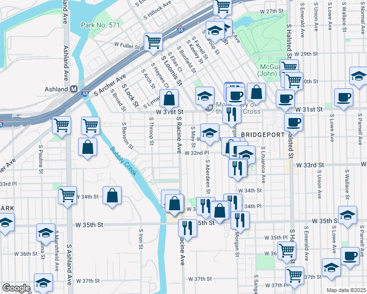 map of restaurants, bars, coffee shops, grocery stores, and more near in Chicago