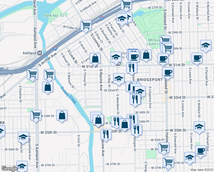 map of restaurants, bars, coffee shops, grocery stores, and more near in Chicago