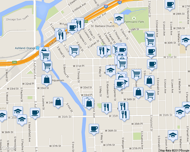 map of restaurants, bars, coffee shops, grocery stores, and more near in Chicago