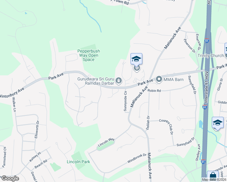 map of restaurants, bars, coffee shops, grocery stores, and more near 564 Park Avenue in Windsor