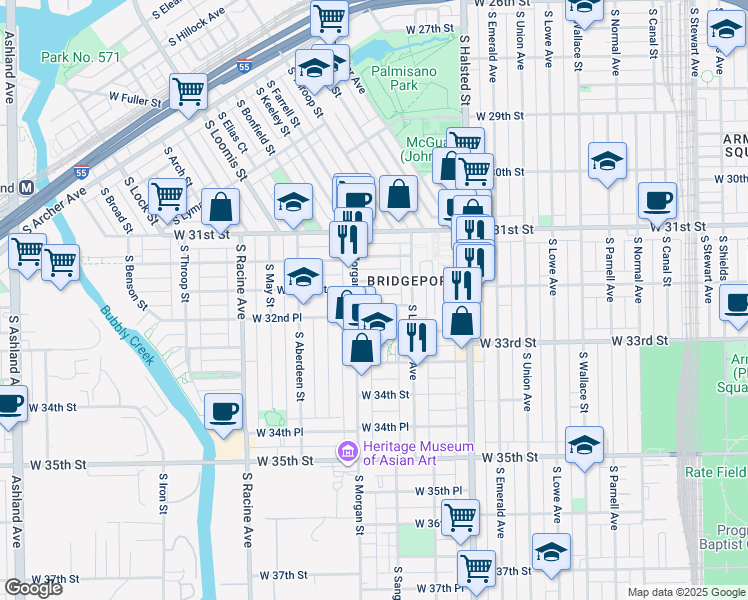map of restaurants, bars, coffee shops, grocery stores, and more near in Chicago