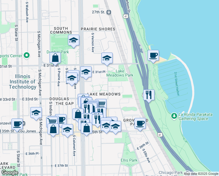 map of restaurants, bars, coffee shops, grocery stores, and more near in Chicago