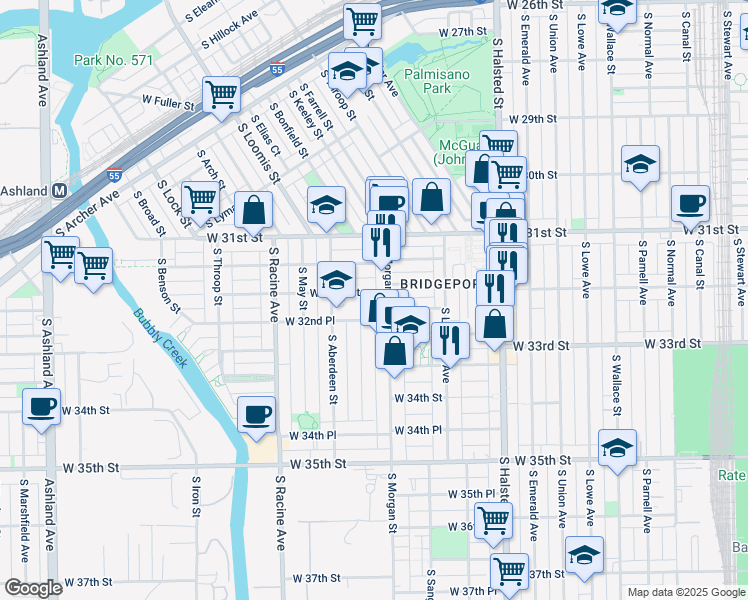 map of restaurants, bars, coffee shops, grocery stores, and more near in Chicago