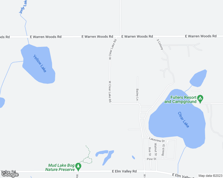 map of restaurants, bars, coffee shops, grocery stores, and more near 15565 West Clear Lake Road in Buchanan