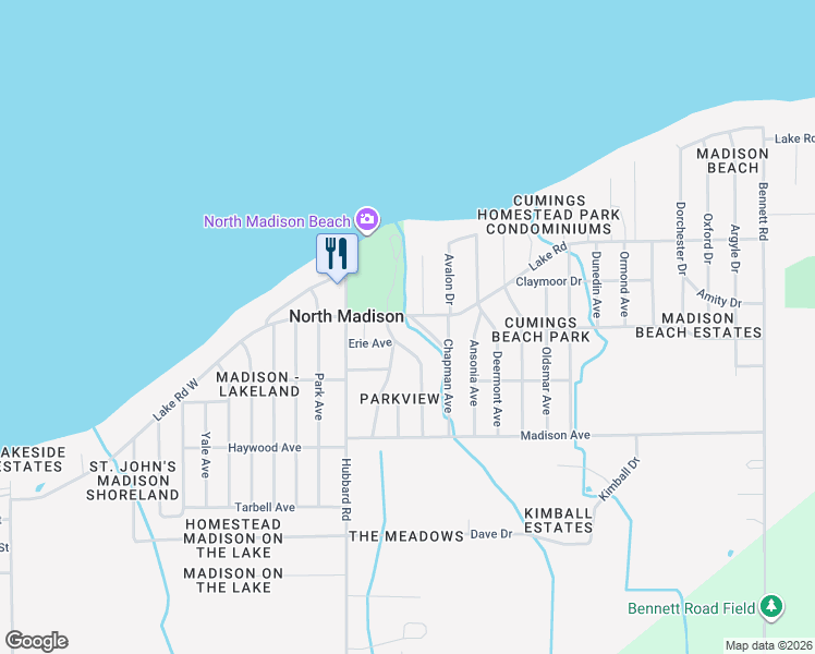map of restaurants, bars, coffee shops, grocery stores, and more near 6749 Lake Road in Madison
