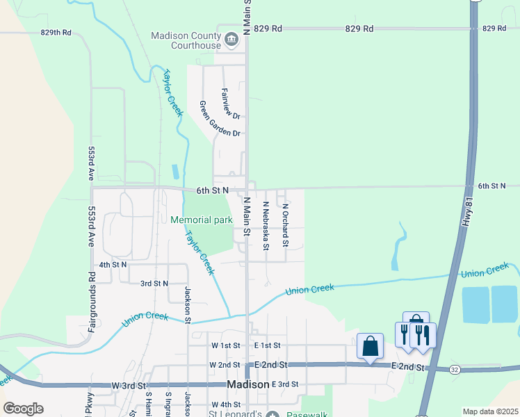 map of restaurants, bars, coffee shops, grocery stores, and more near 500-598 North Nebraska Street in Madison