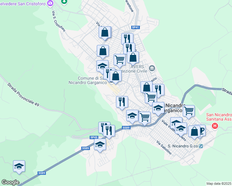 map of restaurants, bars, coffee shops, grocery stores, and more near 29 Corso Giuseppe Garibaldi in San Nicandro Garganico