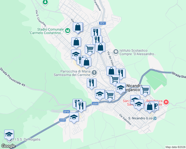 map of restaurants, bars, coffee shops, grocery stores, and more near 10-14 Via Madonna del Carmine in San Nicandro Garganico