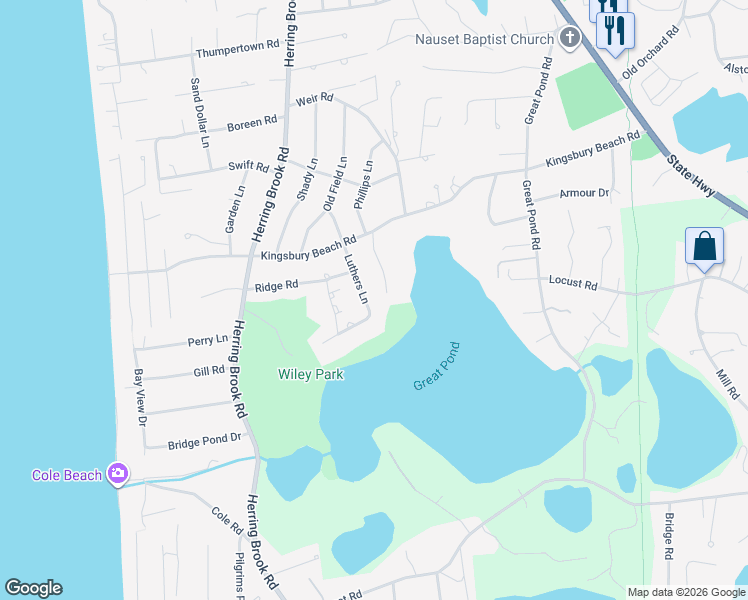 map of restaurants, bars, coffee shops, grocery stores, and more near 40 Beehive Road in Eastham