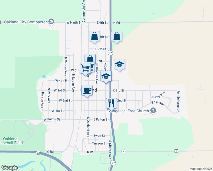 map of restaurants, bars, coffee shops, grocery stores, and more near 309 North Davis Avenue in Oakland