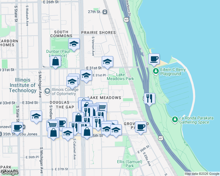 map of restaurants, bars, coffee shops, grocery stores, and more near in Chicago