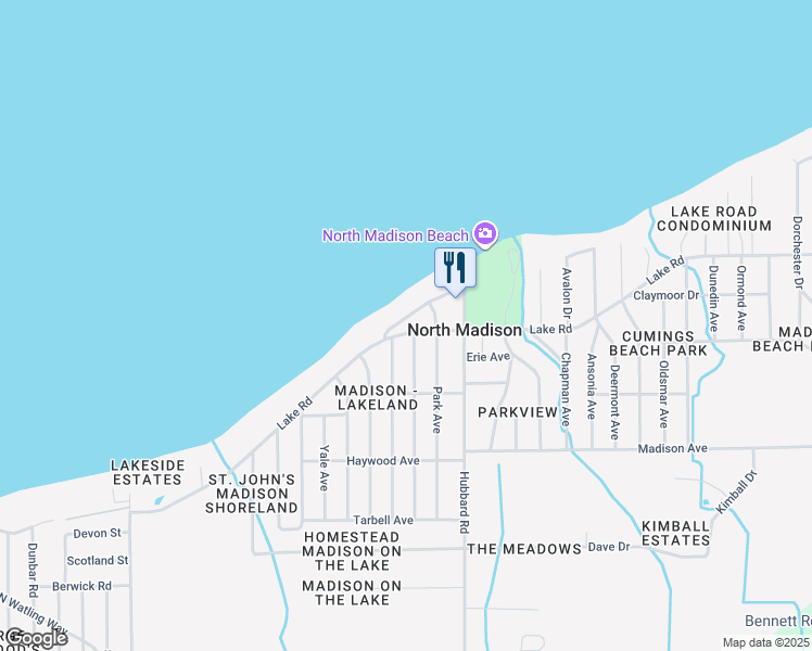 map of restaurants, bars, coffee shops, grocery stores, and more near 6628 Swetland Road in Madison