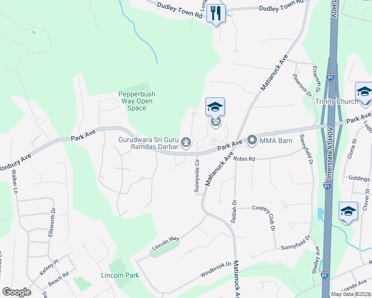 map of restaurants, bars, coffee shops, grocery stores, and more near 564 Park Avenue in Windsor