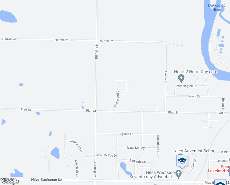map of restaurants, bars, coffee shops, grocery stores, and more near 820 Beechwood Drive in Niles