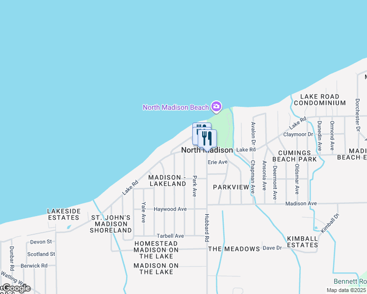 map of restaurants, bars, coffee shops, grocery stores, and more near 6628 Swetland Road in Madison