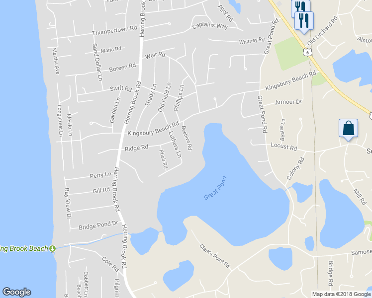 map of restaurants, bars, coffee shops, grocery stores, and more near 40 Beehive Road in Eastham