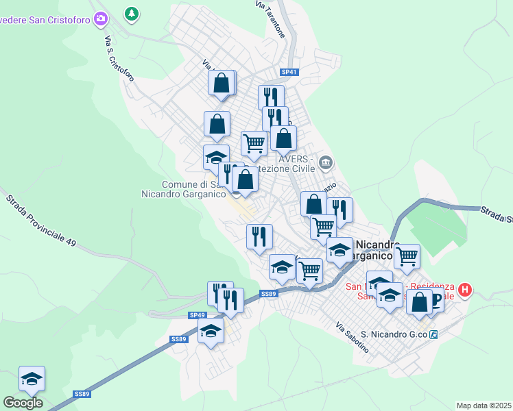 map of restaurants, bars, coffee shops, grocery stores, and more near 29 Corso Giuseppe Garibaldi in San Nicandro Garganico