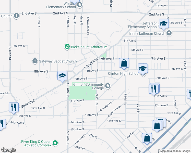 map of restaurants, bars, coffee shops, grocery stores, and more near 1200 9th Avenue South in Clinton