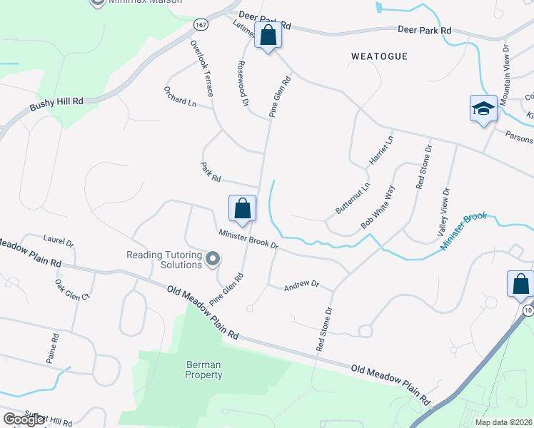 map of restaurants, bars, coffee shops, grocery stores, and more near 48 Pine Glen Road in Simsbury